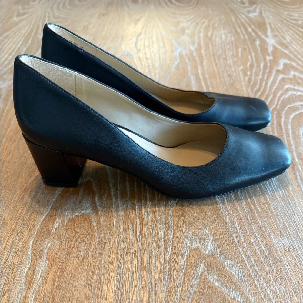 NATURALIZER “Karina” Black Leather Square Toe Block Heel‎ Pumps Women’s Size 7.5